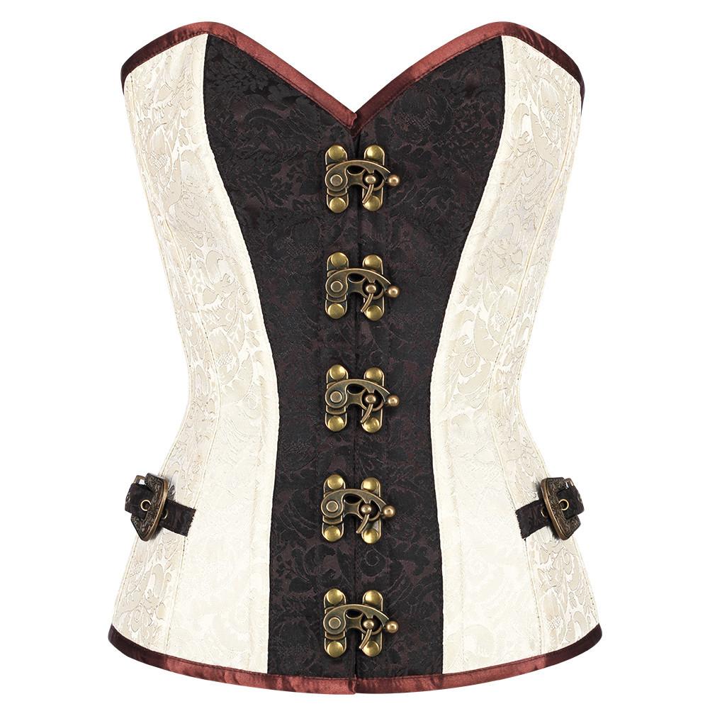 Steampunk Overbust Corset with Antique Metal Clasps